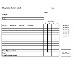blank report card template