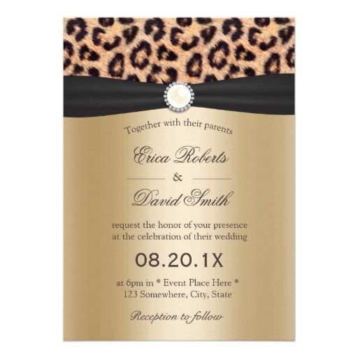 228 Best Animal Print Wedding Invitations Images On Pinterest Leopard Print Pearl Black Ribbon Elegant Wedding Card