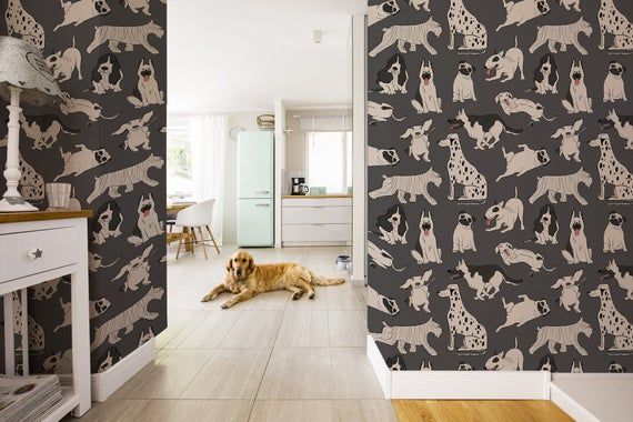 Harriet Bee Fulk Dog Removable Peel And Stick Wallpaper Roll Wayfair Peel And Stick Wallpaper Wallpaper Roll Kids Room Paint