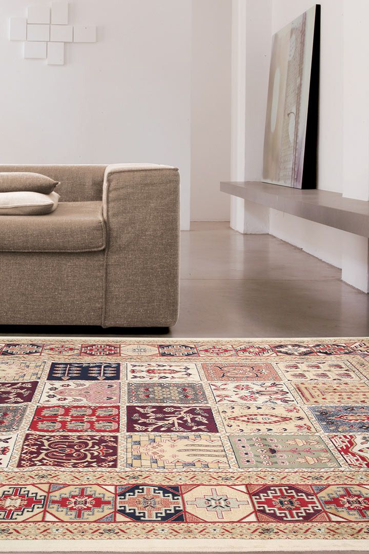 Collection Canvas 80 x 150 cm Tapiso/® Tapis Chambre des Jeunes Salon Moderne Motif G/éom/étrique Carreaux Mosa/ïques Couleur Grise Beige