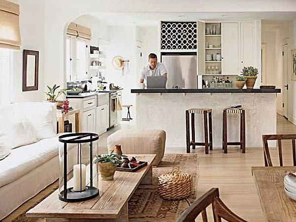 Modern Small Open Plan Kitchen Living Room