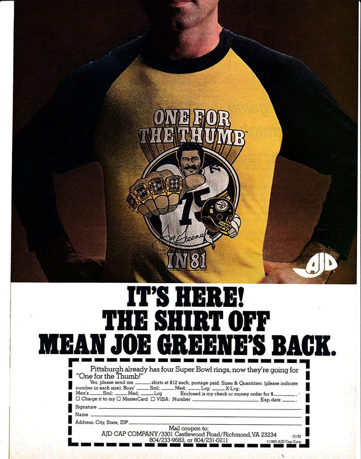 1981 Mean Joe Greene One For The Thumb Shirt Original 1981 Mean Joe Greene One For The Thumb Shirt Original