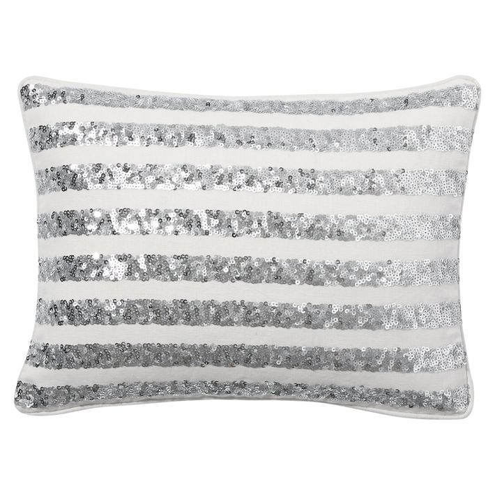 Merrit Pillow stripe Silver pillow Luminecence Pewter 10 x 14 Inch Pillow