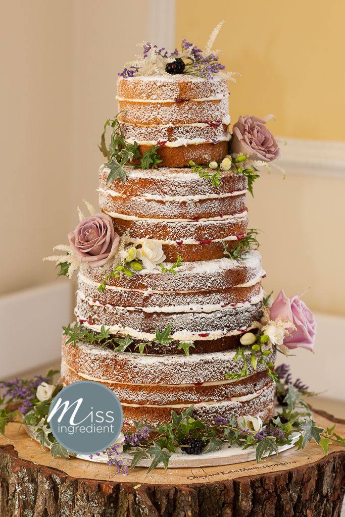 Gorgeous Naked Rustic Wedding Cake With Roses Gorgeous Naked Rustic Wedding Cake With Roses