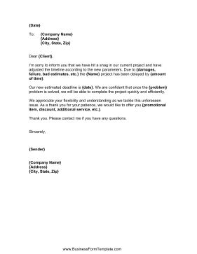 Written to appease and inform clients and customers, this sample business letter explains delays in a project or service. Free to download and print