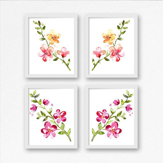 Set of 4 Printable Floral Wall Art / Watercolor Printable - Etsy