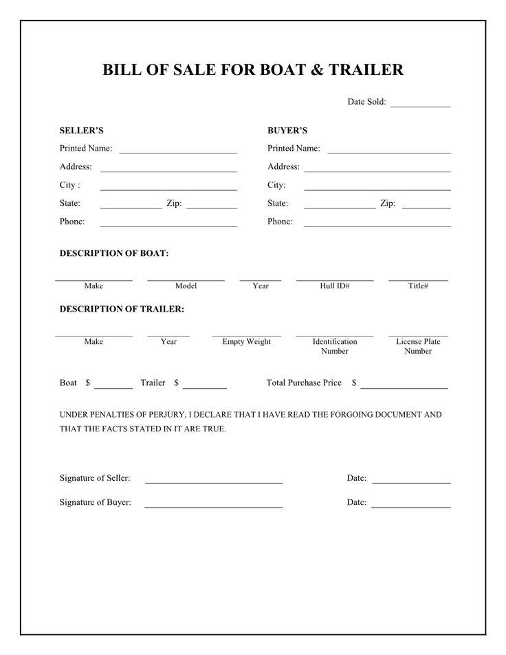 free blank bill of sale for car