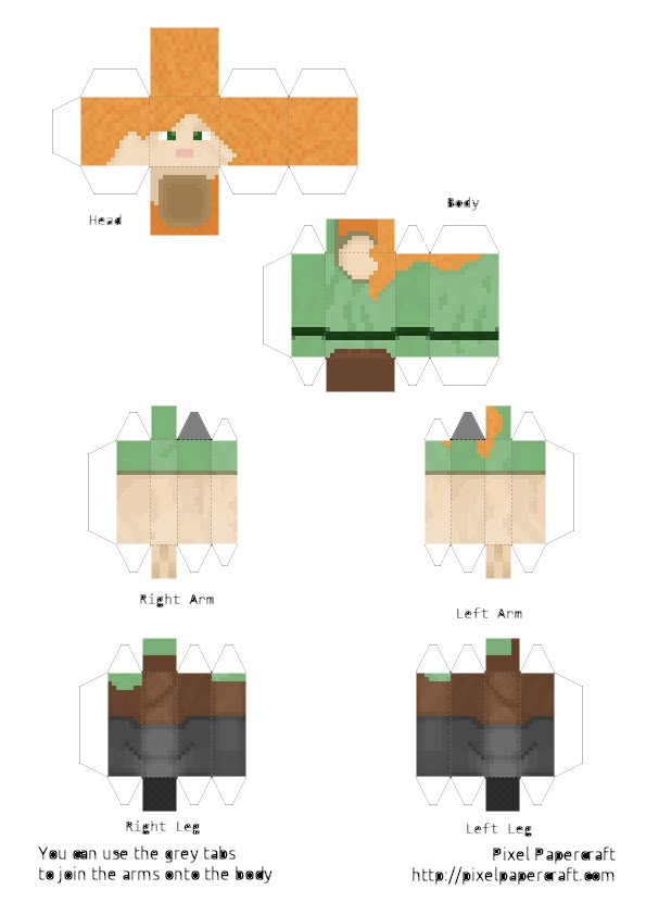 Papercraft Alex (Faithful 32x) Minecraft printables, Minecraft