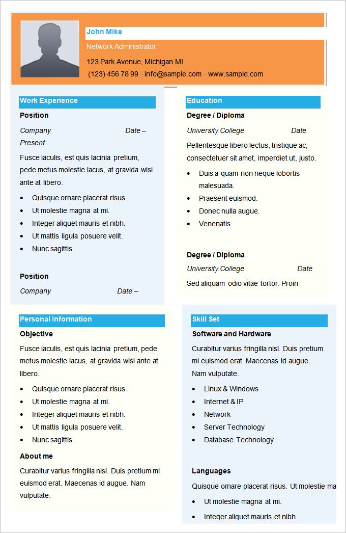 Sample Network Administrator Resume Template , Mac Resume Template – Great for More Professional yet Attractive Document , Apple template is one of great features in Mac’s Pages. What makes it interesting is on the availability of hundreds of ready templates. Moreover, the users can make their own too.