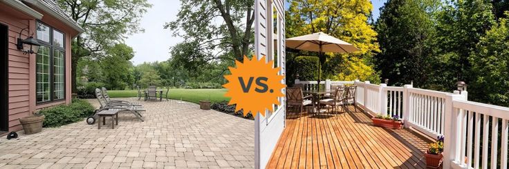 Homeadvisor S Deck Or Patio Guide Compares Difference Between The Two Based On Cost Material Wood Concrete Vs Remodel Homeadvisor S Deck Or Patio Guide, Wooden Deck Vs Concrete Patio
