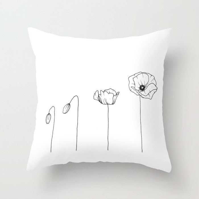 Poppy Flowering Phases Throw Pillow By Wildbloomart Worldwide Shipping Available At Society6 Com Wildflower Bouquet Bouquet Poppies Flower Drawing Pillows