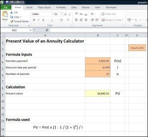 present value of an annuity calculator
