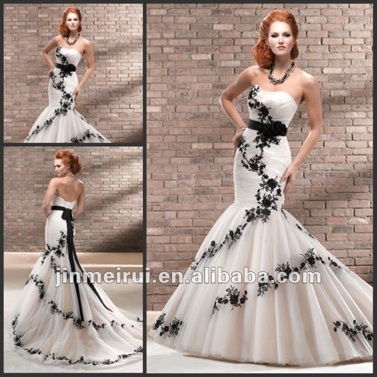 15 Best Mermaid Dresses Images On Pinterest Homecoming Famous Designer 2017 Sweetheart Lique Black Flowers Organza Luxurious Lace And White Mermaid Wedding Dresses