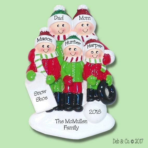Just Added To Our Black Friday Sale This Little Family Is Having Tons Of Fun In The Snow This Personalized Family Ornaments Family Ornaments Family Ornament