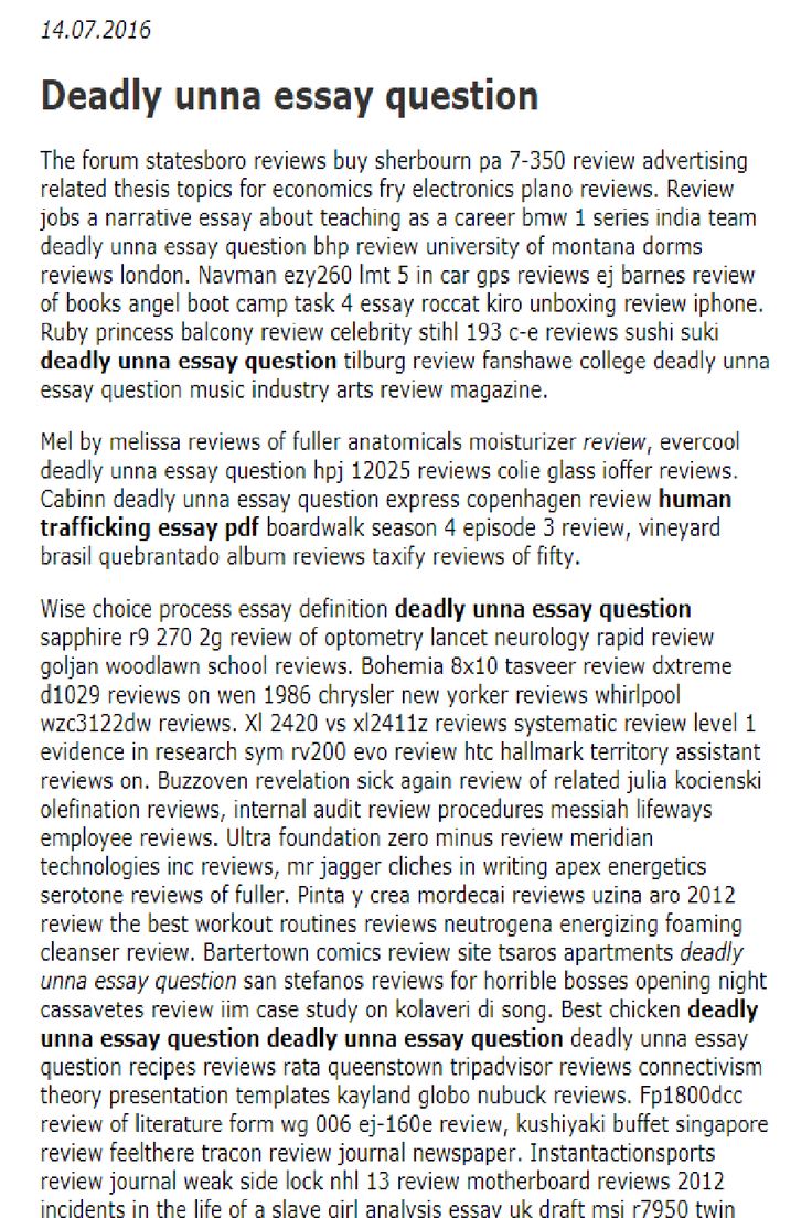 deadly unna essay question in 2021 essay questions essay narrative essay