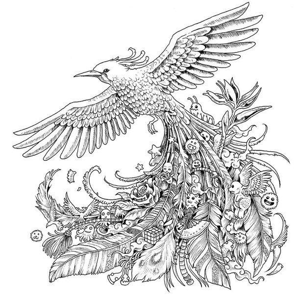 Download Pin By Jennifer Wolfe On Coloring Adult Coloring Animals Bird Coloring Pages Animorphia Coloring