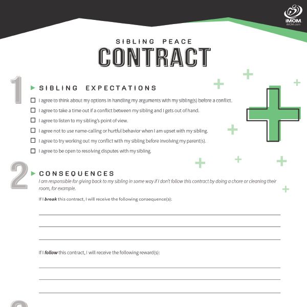 Sibling jealousy and fighting is a constant battle for every mom. Stop the bickering today by having all kids sign the Sibling Peace contract.