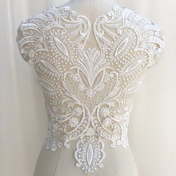 Vintage Bridal Lace Applique Ivory Embroidery Wedding Lace Applique Motif 1PC Vintage Bridal Lace Applique Ivory Embroidery Wedding Lace Applique Motif 1PC