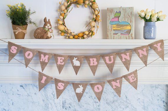 1st birthday banner some bunny is one first birthday 1st birthday easter banner Some Bunny is 1 1st birthday easter birthday banner