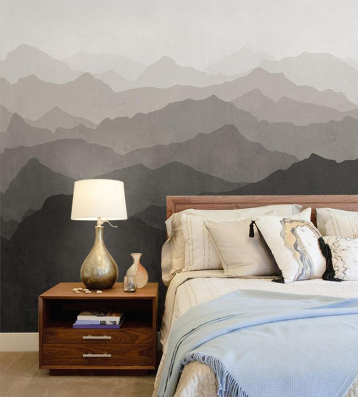 Mountain Mural Wallpaper Warm Grey Mountain Extra Large Wall | Etsy