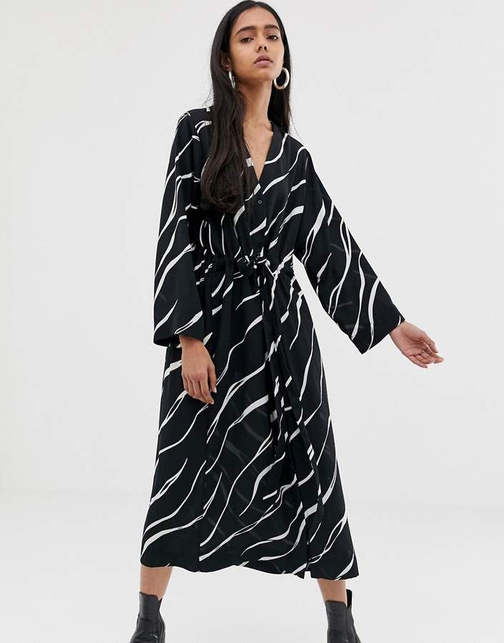 Weekday Beyond Dress In Blue Reddish Dark