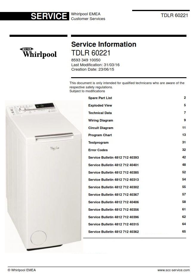 Tech Service Bulletins Whirlpool Tdlr 60221 Washing Machine Service Manual Washing