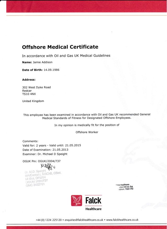 for persons working in petroleum octivities offshore Addison - medical fitness certificate for persons working in petroleum octivities offshore Addison - medical fitness certificate
