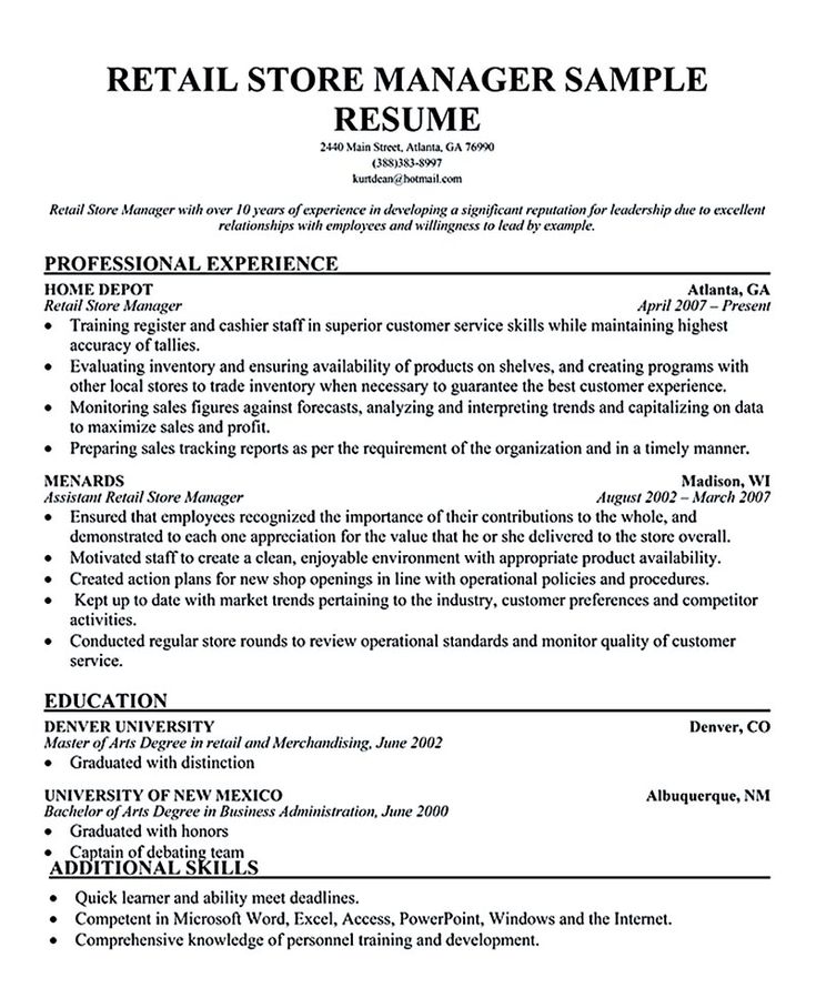 Retail manager resume is made for those professional employments who are seeking for a job position related to managing a store. This manager should b... retail manager resume examples