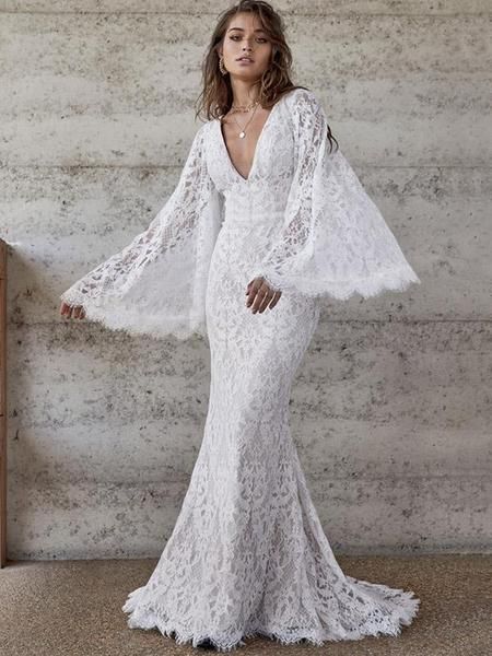 Flared Sleeve Backless V-neck Evening Dress Flared Sleeve Backless V-neck Evening Dress