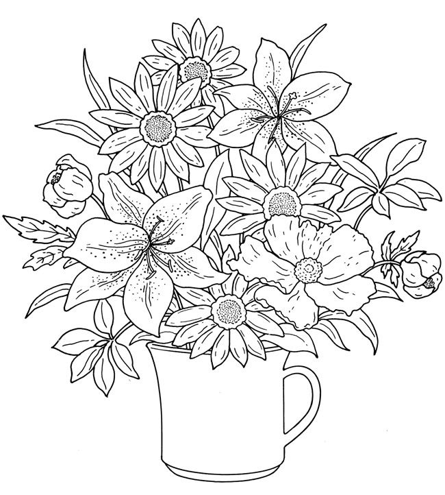 flower bouquet coloring pages colouring adult detailed advanced printable kleuren voor volwassenen coloriage pour adulte anti