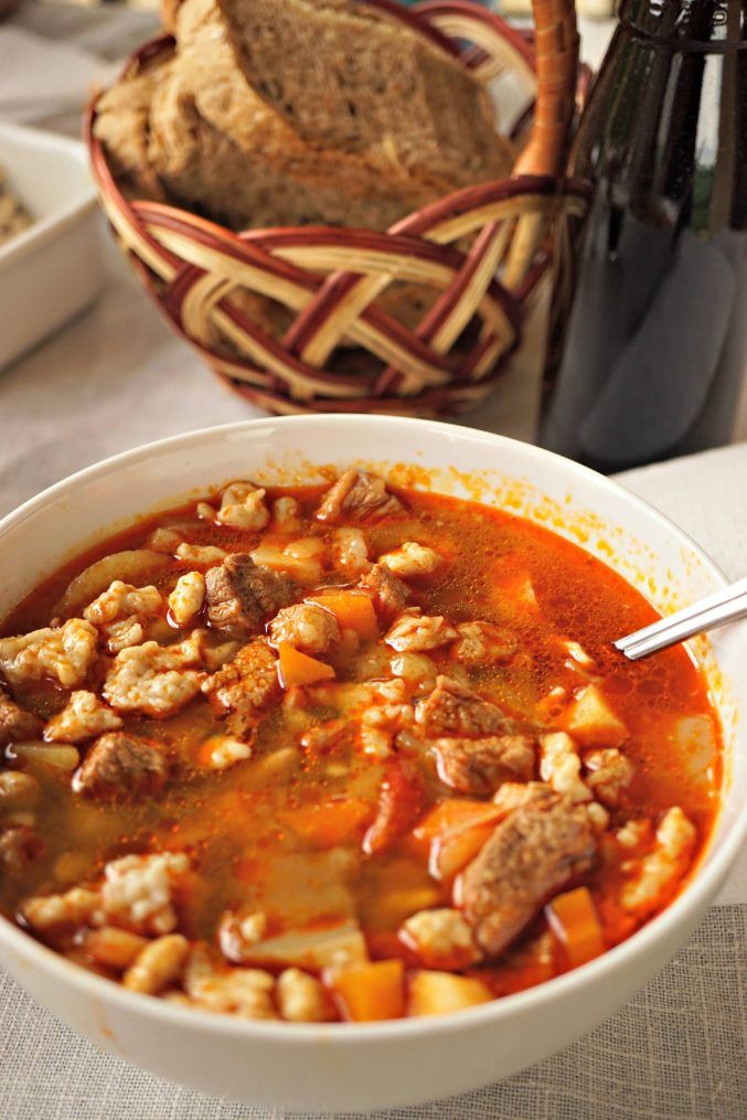 Hungarian Goulash Nokedli Bread Hungarian Recipes Pork Soup Good Healthy Recipes