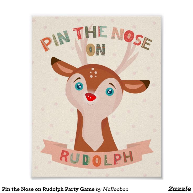 Pin the Nose on Rudolph Party Game Poster Christmas