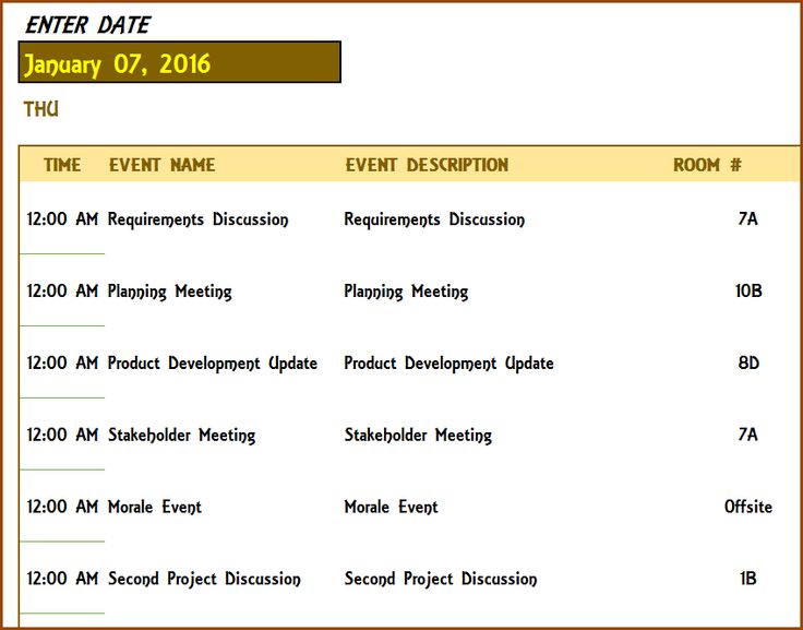 event calendar excel template