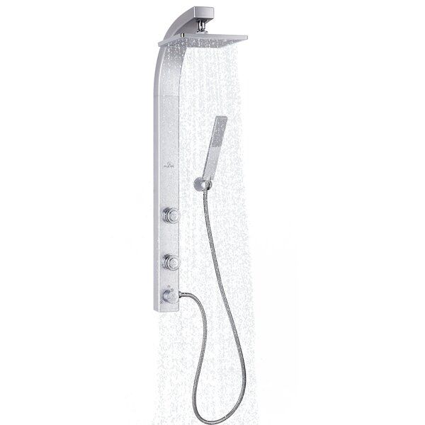 Splash Diverter 36 5 Shower Panel With Rain Shower Head Shower Systems Shower Panels Rain Shower Head