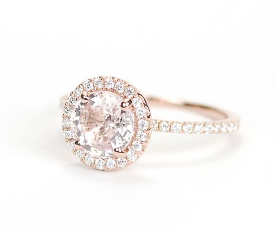 37 Best Wedding Ring Inspirations Images On Pinterest Certified Round Peach Champagne Shire Diamond Halo Engagement Ring 14k Rose Gold Dunno Where These Came