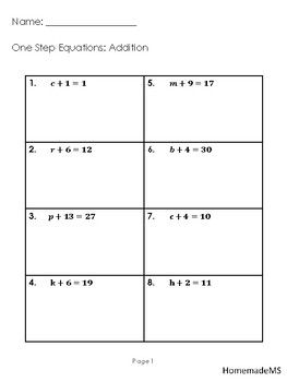 One-Step Equations (addition, subtraction, multiplication, and division).Includes:One… | One ...