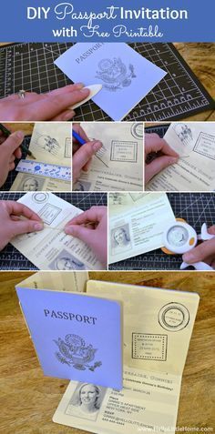 Make a DIY Passport Invitation using my free printable and easy step-by-step directions! Plus, click through for more French Themed Party Decoration ideas, too! | Hello Little Home