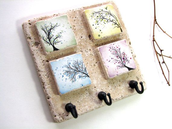 31 Best Tile Hangers Images On Pinterest Coat Hanger And Wall Tile Art Key Hook Hanger Pastels By Naturesheavenlyart 28 00