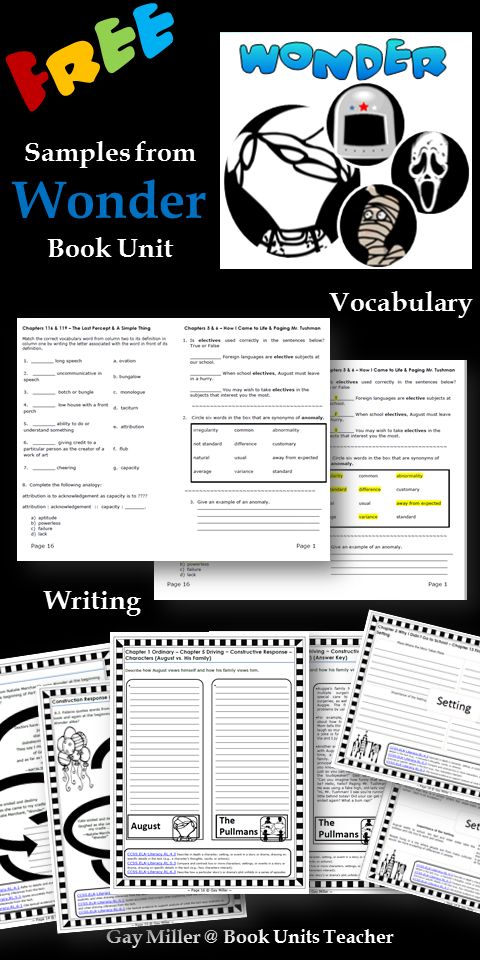 Wonder Novel Study for R. J. Palacio’s Book | Book Units Teacher ... Wonder Rj Palacio Characters
