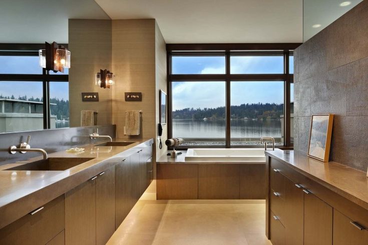 Contemporary Mercer Island lake house infused with Asian