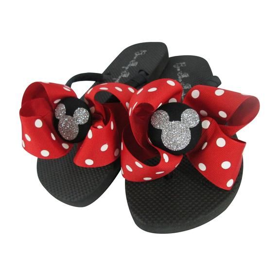 Bling Mouse Disney Vacation Sandals in Customizable Colors Mickey Glitter Flip Flops