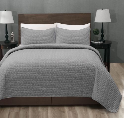 Madison Quilted Bedspread Set Light Grey Coverlet Weight Bed Madison Quilted Bedspread Set Light Grey Coverlet Weight Bed Cover In Home