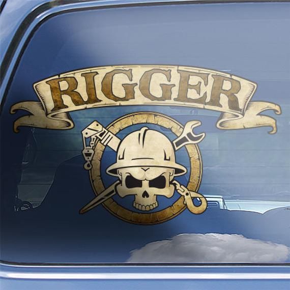 WHITE Vinyl Skull wrenches rigger iron worker oil machanic truck sticker