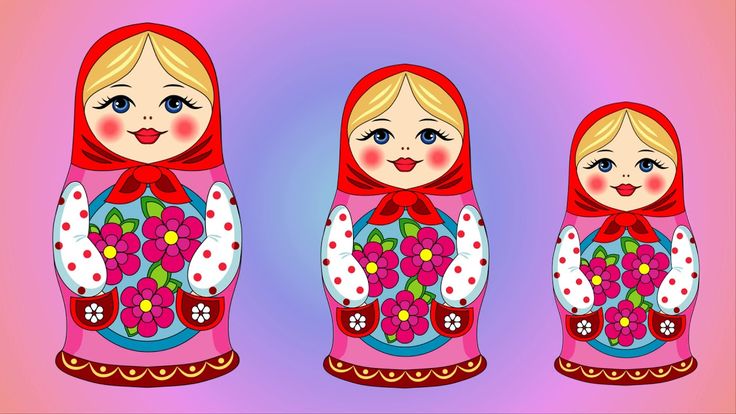 Матрешка открытка с двух сторон