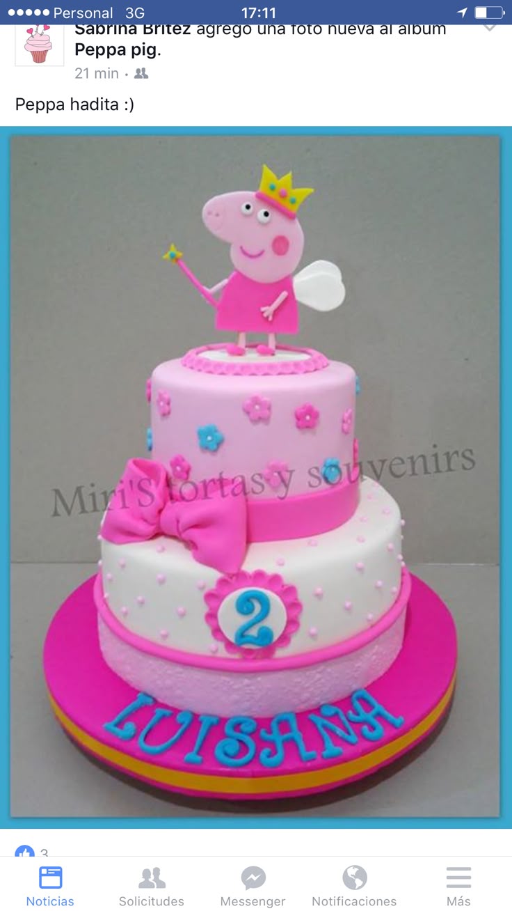 Pin By Madonna Remy On Cumple Oli 2 Peppa Pig Birthday Cake Peppa Pig Cake Pig Cake