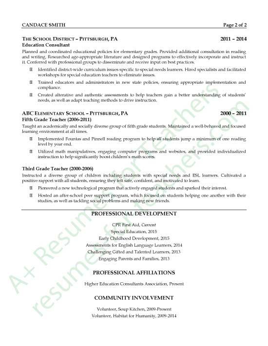higher education resume examples