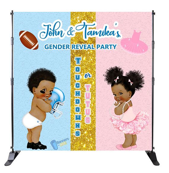 Touchdowns and Tutus Gender Reveal Backdrop Custom Gender | Etsy ...