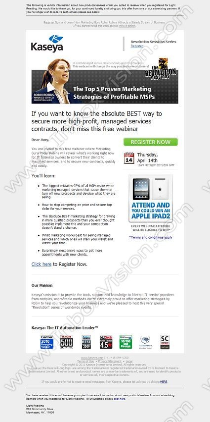 <strong>Sending the Webinar Follow Up Email</strong> - <strong>MeetingOne US</strong> Webinar invite email template