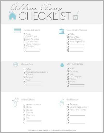 Change Of Address Checklist Printable - FREE DOWNLOAD