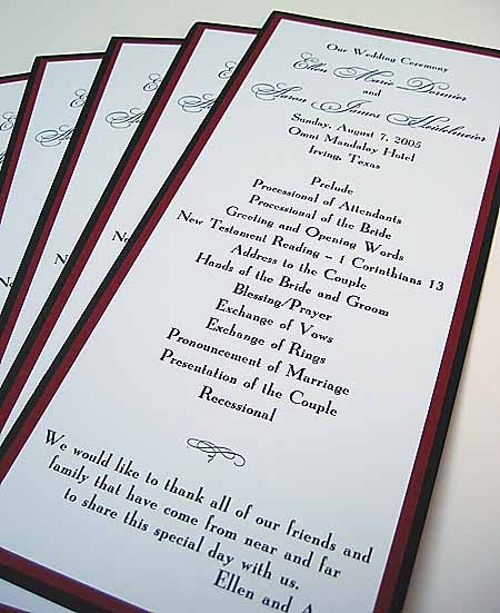Wedding Program Panel With Red And Black Border By Renaissance Wedding Program Panel With Red And Black Border By Renaissance Writings Programs Invatations